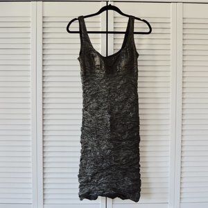 Nicole Miller Size 6 Dress Metallic Rouched Dress 